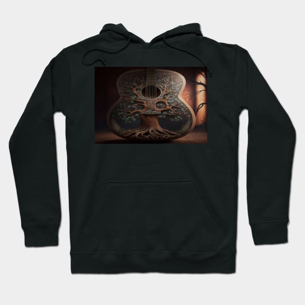 Acoustic Guitar Tree Of Life / Unwind Art Work Design Hoodie by Unwind-Art-Work